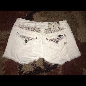 White Miss Me Shorts